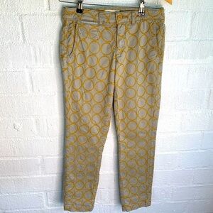 Anthropologie Chino Relaxed Circle Embroidered Ankle Khaki Pants sz 26P